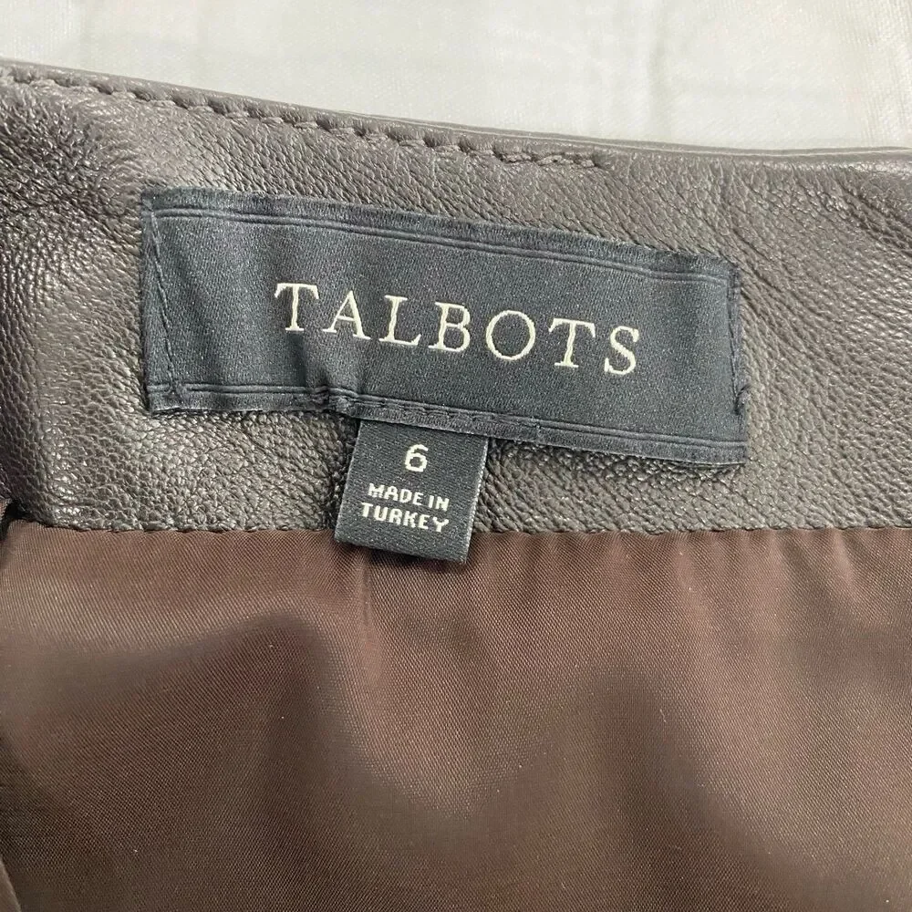 Talbots Skirt Women’s Size 6 Color Brown Leather Lined - Picture 5 of 10